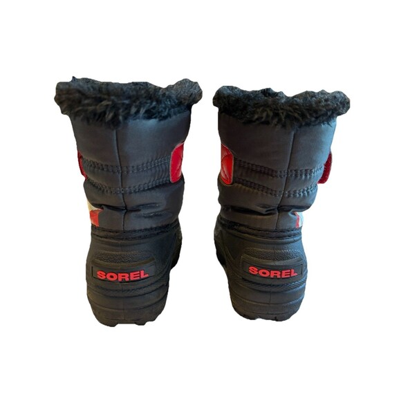 Sorel Toddler Black Red Winter Snow Commander Boots Fleece Lining Size 6 - Picture 3 of 13